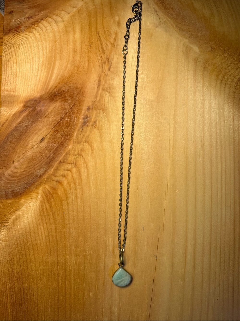Larimar Delicate Teardrop Pendant Necklace - semi precious Light Blue Stone